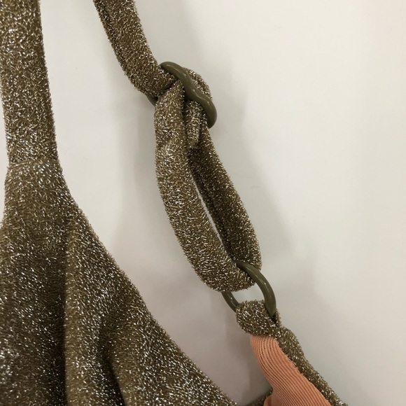 J.crew 38C sparkle underwire bikini top 0555 gold clasp adjustable sexy skimpy - Picture 12 of 16